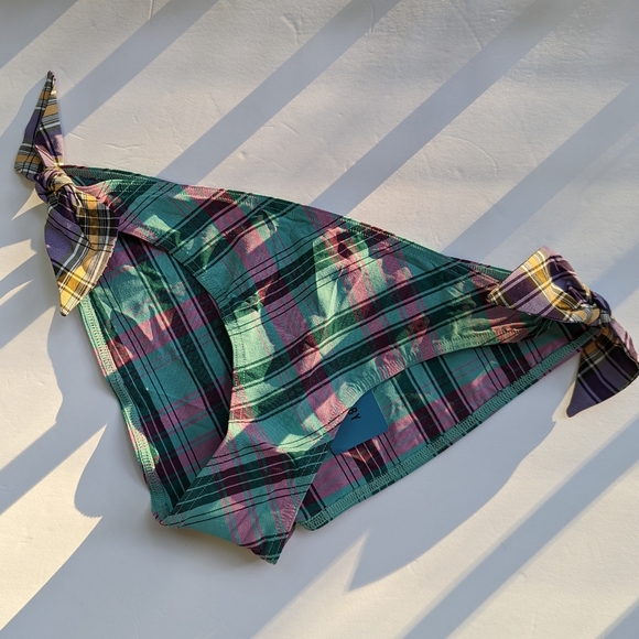 MAISON LEJABY Madras Checkered Low Rise Bikini Swim Bottom Size M - Picture 3 of 5